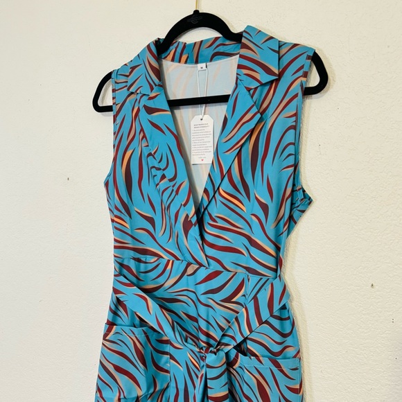 Teal Tiger Print Dress - Picture 4 of 9